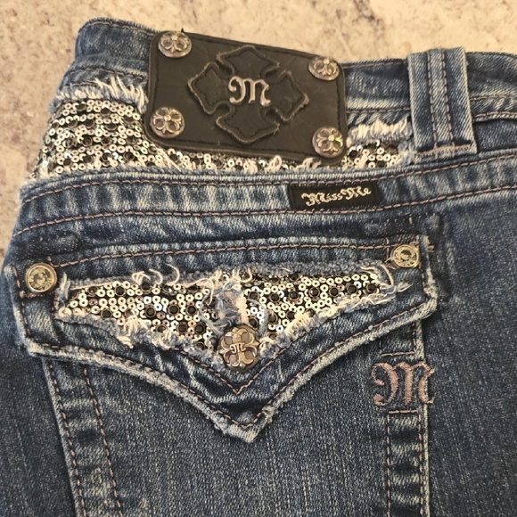 Miss Me Denim Bermuda Shorts - Dark Blue - Picture 5 of 6